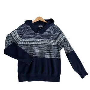 Anapo‎ Womens Navy Blue Wool Blend Knit Hoodie Long Sleeve Sweater Size M